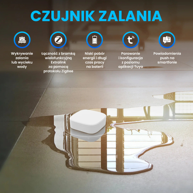 Extralink Smart Life Water Sensor | Czujnik zalania | czujnik poziomu wody, Smart Home, Tuya