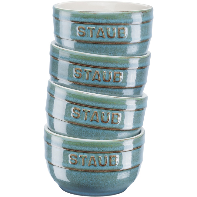 Zestaw 4 Ramekinów Okrągłych 9 Cm, Antyczny Turkusowy - Staub