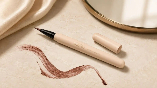 Eyeliner w płynie Lovro Shimmer Eyeliner 01 Chocolate, czekoladowy z drobinkami