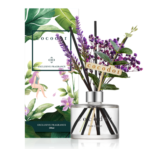 Dyfuzor zapachowy z patyczkami i prawdziwymi kwiatami Flower Lavender 200ml Pure Cotton