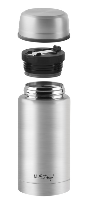 Termos obiadowy Vialli Design Fuori 750 ml, stal matowa, ze składaną łyżką