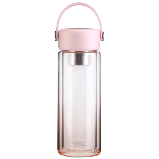 Butelka z podwójną ścianką i zaparzaczem Fuori 350 ml różowa 30206 - Vialli Design