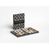 Backgammon Printworks lakierowany, czarny, eklektyczny wzór, drewniana plansza