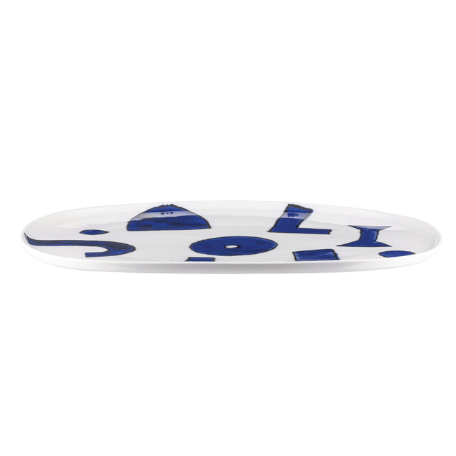 Talerz do serwowania owalny Itsumo Yunoki, 36 cm, biało-niebieski - Alessi