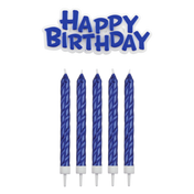Pme Świeczki Niebieskie Happy Birthday (16 Sztuk) Niebieski