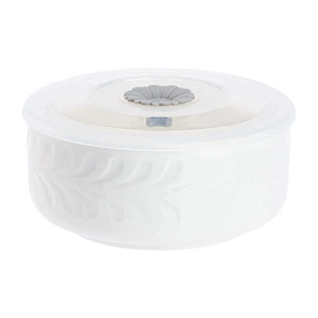 Miska z pokrywką liście mała porcelana silikon La Porcellana Bianca
