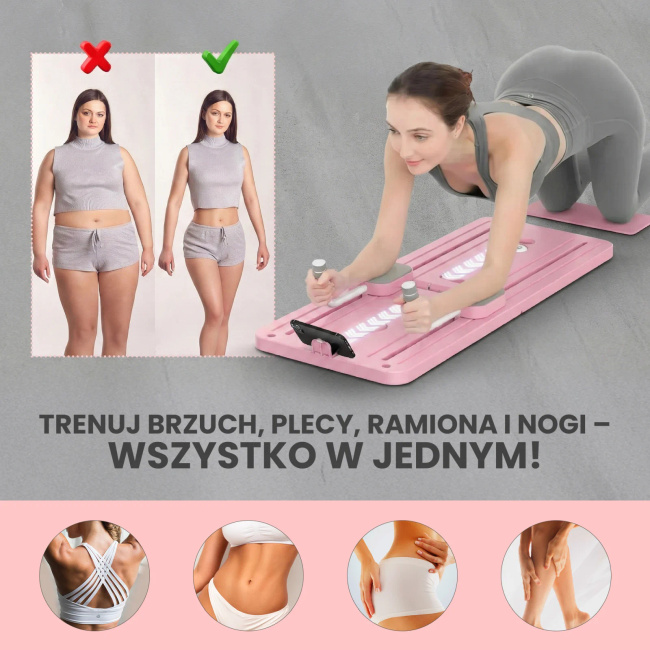 Extralink Deska do pilatesu różowa Reformer do ćwiczeń brzucha pompek Pilates