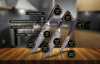 Shiori - 3-Set Chairo Shōto + Santoku + Sifu - zestaw trzech noży ze stali Damasceńskiej