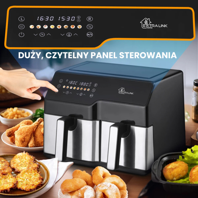 Extralink Home Air Fryer SJ-1000 10L EU | Frytkownica | (6L+4L) 2500W
