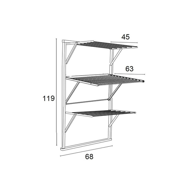 Arredamenti Karim Naścienna suszarka na pranie - 63 x 68 cm, Biały