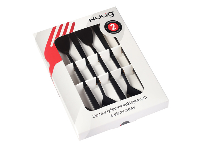 Łyżeczki koktajlowe Kulig Piano Black, 6 sztuk w pudełku, czarny mat