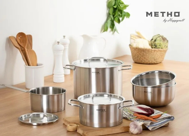 Happycall Metho Stainless Steel - Zestaw 8 elementowy garnków  ze stali nierdzewnej