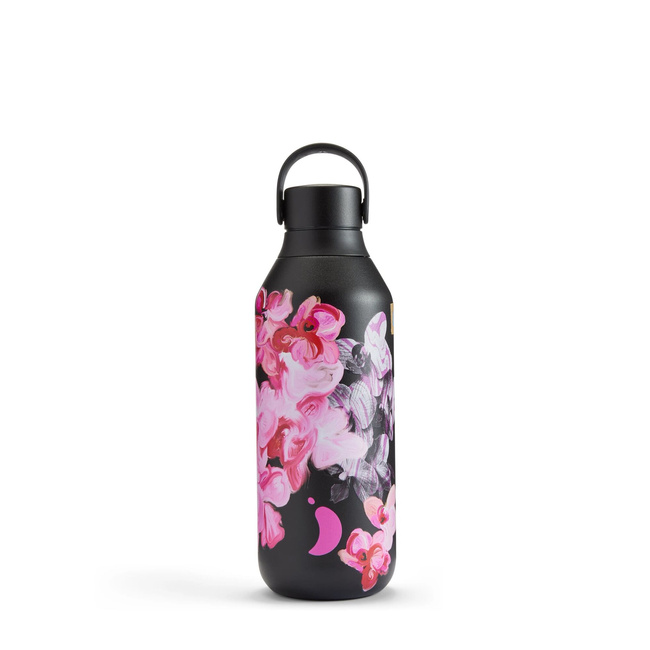 Butelka Termiczna Chilly's | 500Ml | Czarna Z Kwiatami Series 2 - Chilly's Bottles