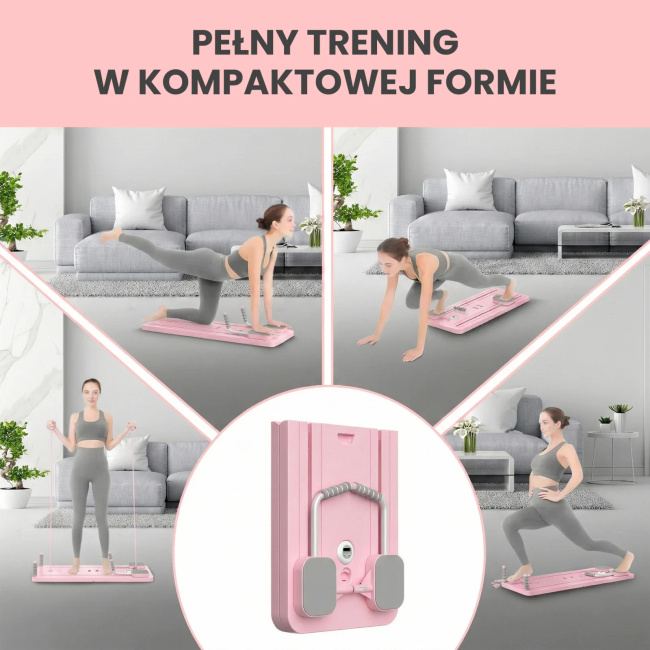 Extralink Deska do pilatesu różowa Reformer do ćwiczeń brzucha pompek Pilates