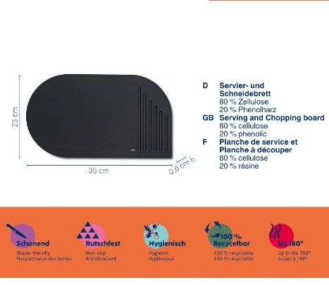 Deska Do Serwowania 42x24cm Czarna Nobel - Kela