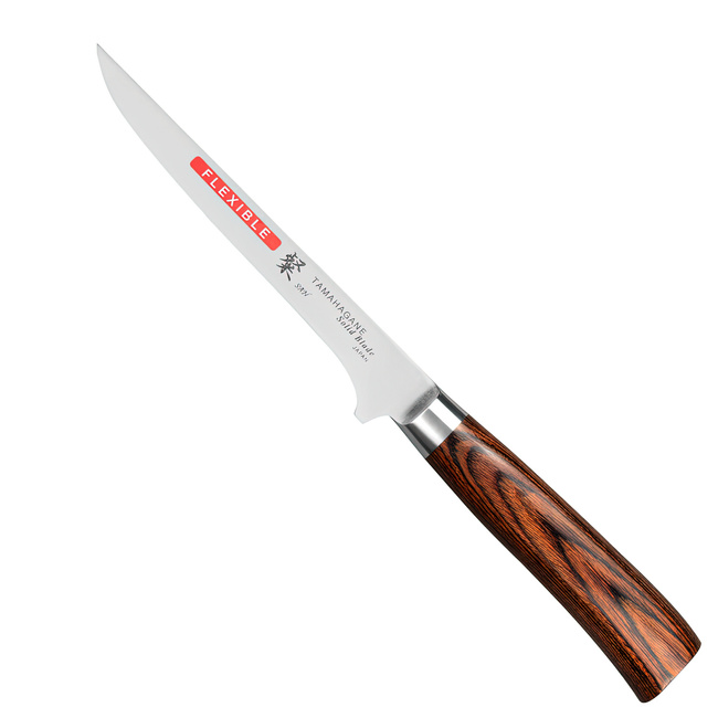 Nóż Do Wykrawania Tamahagane San Vg-5 Z Brązową Rękojeścią - Elastyczny Japoński Nóż Kuchenny