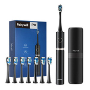 Szczoteczka soniczna do zębów FairyWill FW-P11 z zestawem końcówek i etui Czarna