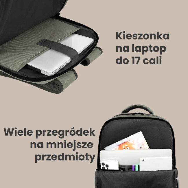 EXTRALINK Black Forest KM04 Zielony Plecak Podręczny Kabinowy Podróżny 50x20x33 cm