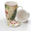 Kubki z zaparzaczem Rose&Tulipani Mirabilia, czerwone, porcelana, 300 ml, zestaw 4 szt.