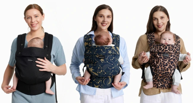 Nosidełko ergonomiczne Momcozy Pure Hug z bawełny, czarne, od 3,2 do 20 kg