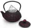 Dzbanek do herbaty żeliwny 0,9l kwiat czarno-czerwony - Zest for Life