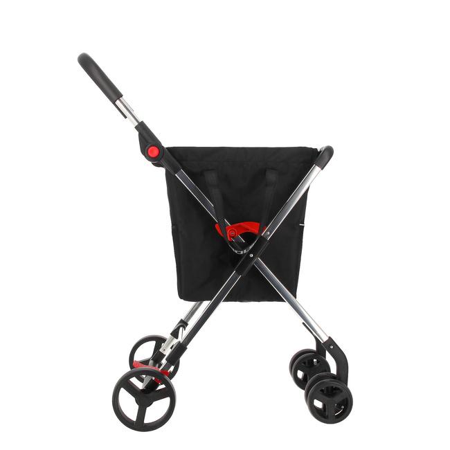Wózek na zakupy Rolser Mini Basket MF M4B, czarny, 4 koła, torba 40 do 59 l