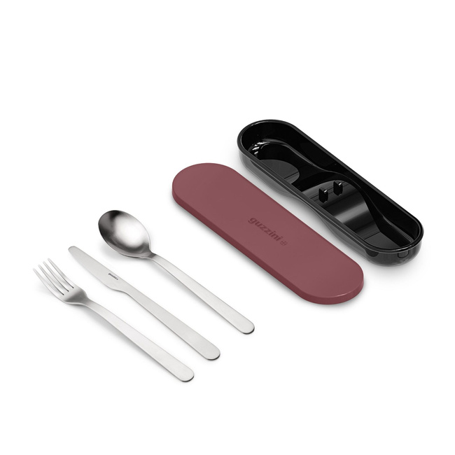 lunch boxy do jedzenia z sztućcami podróżnymi czerwone Guzzini