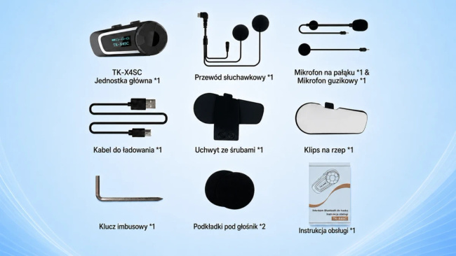 Extralink | Interkom Motocyklowy | Dla 6 Osób, Bluetooth 5.1, Polski Lektor, Redukcja Szumów