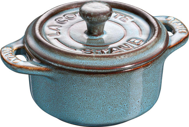 Gift Giving 4x Mini Cocotte Okrągły 10 Cm, Antyczny Turkusowy - Staub