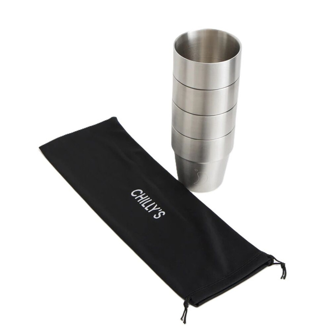 składane kubki do napojów 300 ml stalowe Chilly's Bottles 4 sztuki