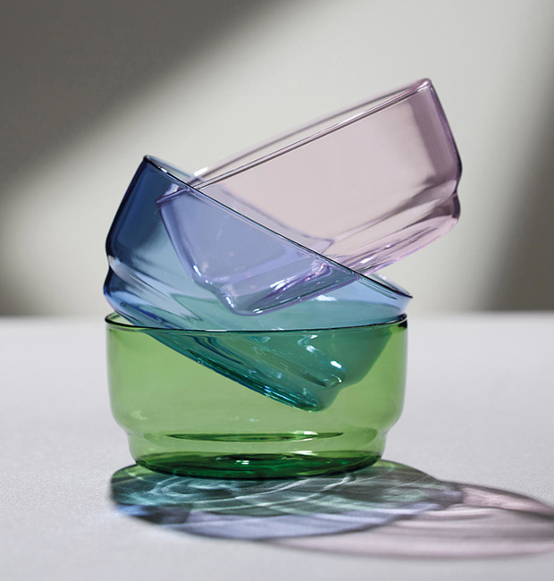 Miski szklane Lyngby Glas Torino 12 cm, niebieskie, 2 sztuki