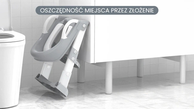 Extralink Kids | Nakładka na sedes ze stopniem | szara, do nauki WC, dla dzieci, drabinka do deski, na toaletę