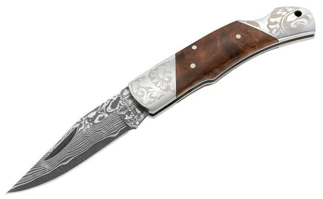 Nóż składany Magnum Damascus Duke z klingą damasceńską i rękojeścią drewnianą Boker 01MB946DAM