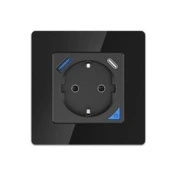 Extralink Smart Life Wall Socket Set Pro | Zestaw inteligentne gniazdko + ramka | Kolor Czarny, 230V, 1x USB A, 1x USB C, WiFi, Tuya
