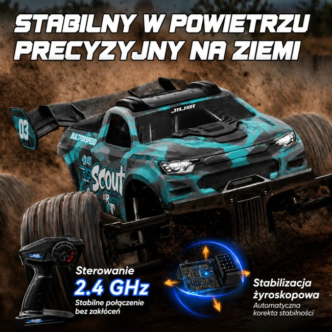 Auto zdalnie sterowane Extralink RC SC10 4WD, niebieskie, skala 1:10, zestaw RTR