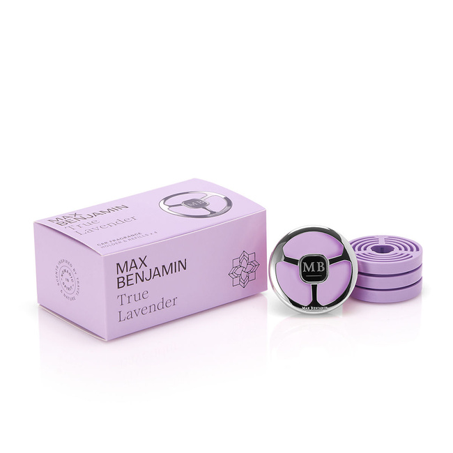 Zestaw Zapachów Do Auta True Lavender, Uchwyt I 4 Wkłady - Max Benjamin