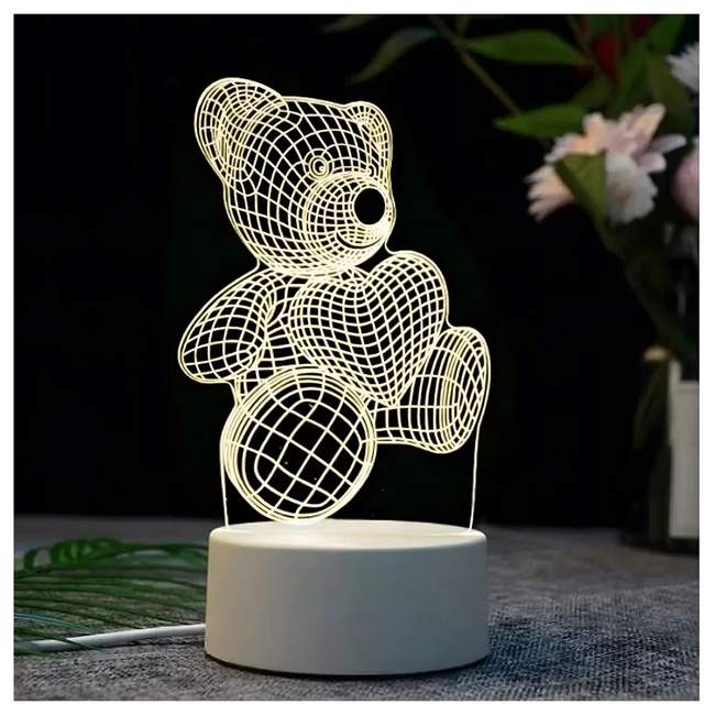 Extralink Home | Lampka nocna Miś Serce 3d | Iluzja optyczna do sypialni Usb