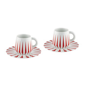 Filiżanki do kawy ze spodkami Alessi Delight NZ08SET, 2 szt., czerwone, 110 ml