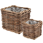 Kosze na rośliny z rattanu Villa Collection Nature, 2 sztuki, 40 i 29 cm