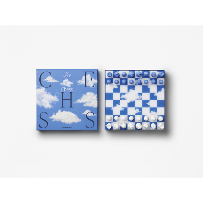 Szachy Printworks Chess Clouds, drewniane figury, plansza z akrylem, wzór chmur