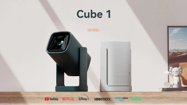 WANBO Cube 1 Projektor 720P 350 ANSI Lumen Android TV 11 Gimbal 360° Bluetooth 5.0 Canyon Orange