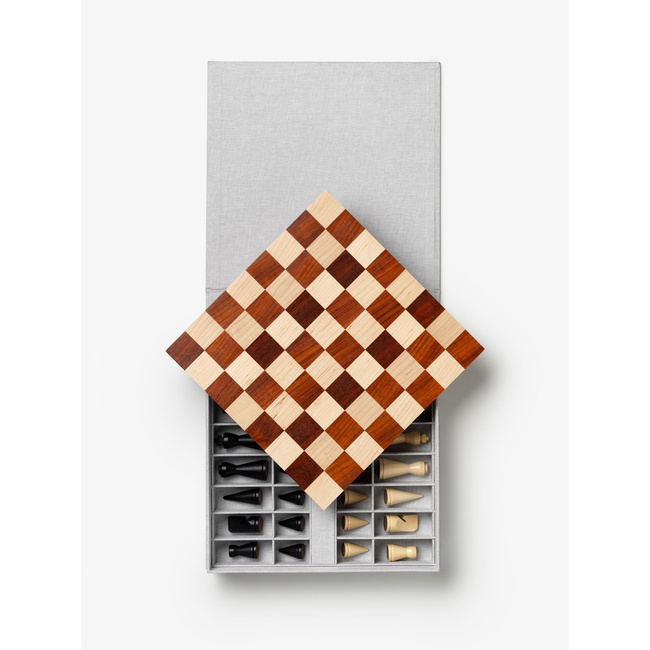 Szachy drewniane Printworks Legacy The Modernist, lite drewno, czerń i beż