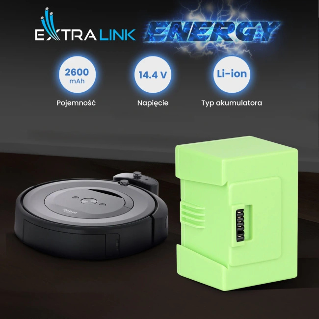 Akumulator Extralink do iRobot Roomba e5, e6 i i7, zamiennik Li-ion 14,4 V 2600 mAh
