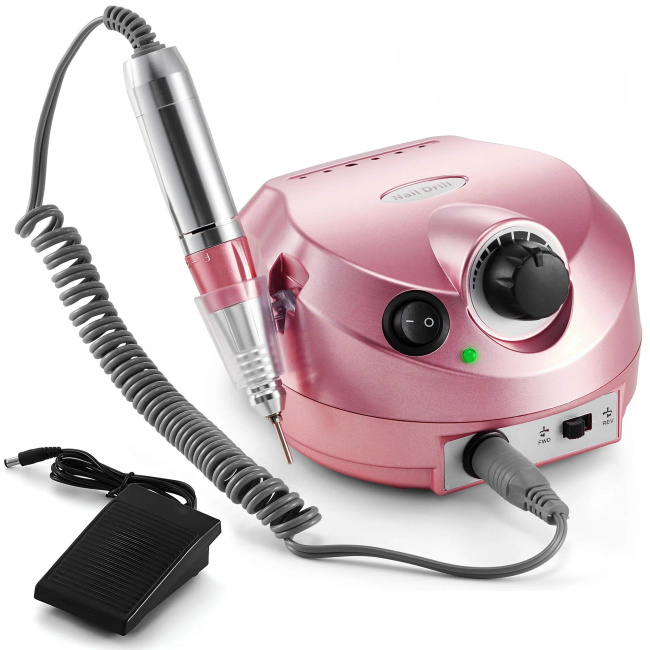 Frezarka do paznokci Extralink Nail Drill 202 z pedałem nożnym, 65 W, różowa