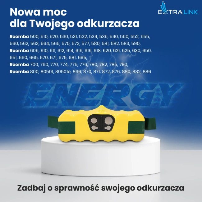 Akumulator Extralink do iRobot Roomba serii 500, 600, 700 i 800, zamiennik 14,4 V 3000 mAh