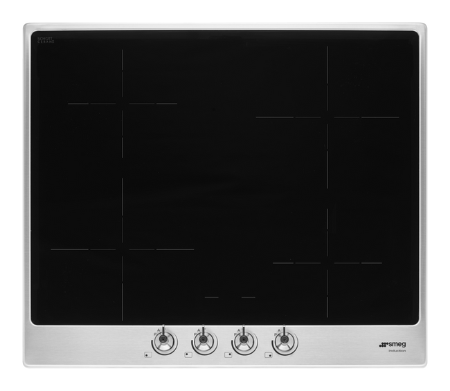 Smeg - Płyta indukcyjna, 60 cm, Classica Classica Si364fxm Ramka ze stali nierdzewnej + czarne szkło (Pokrętła Classica).