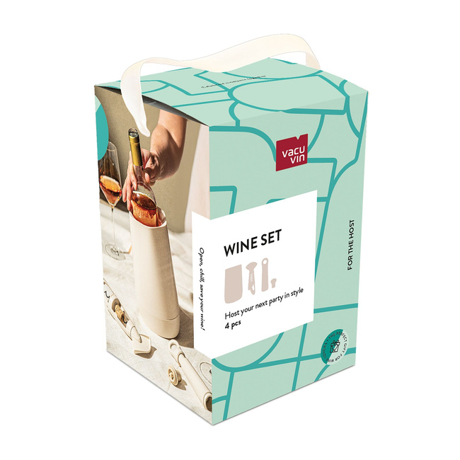 Zestaw do wina Vacu Vin Host, 4 elementy, kolor Sand