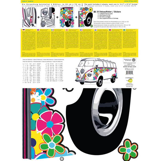 Vw Naklejka Ścienna Bus Flower Power