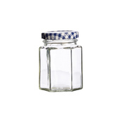 Słoik sześciokątny Kilner Made In England 110 ml z pokrywką w kratkę