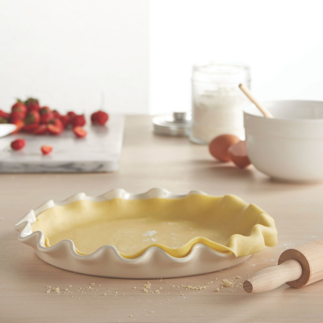 Naczynie Do Tarty Z Falbaną - 33cm - Kremowy - Emile Henry